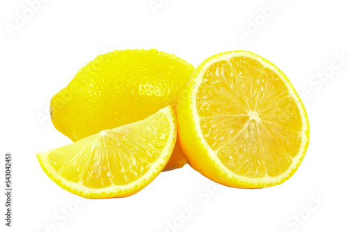 Yellow lemon isolated on white background. Sour vegetarian that can be used for many kinds of dishes and juice. Lemon on PNG background. 