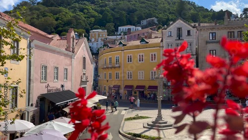 Tourists hanging out at Praca Da Republica in Sintra
