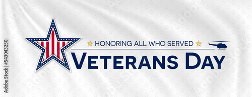 Veterans day banner background. American star on white background. National holiday of the USA.