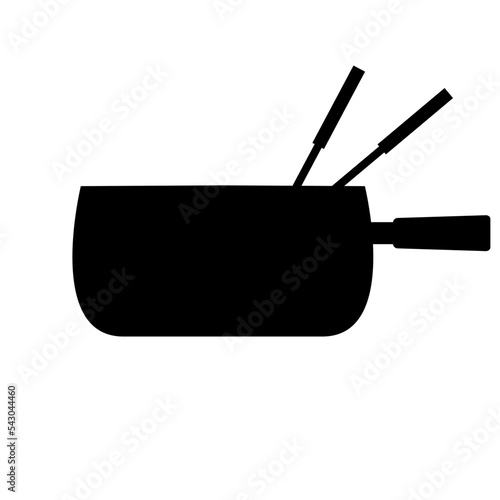 Pot used for traditional cheese fondue. Fondue caquelon vector graphic.
