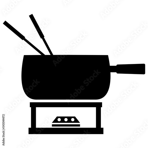Pot used for traditional cheese fondue. Fondue caquelon vector graphic.