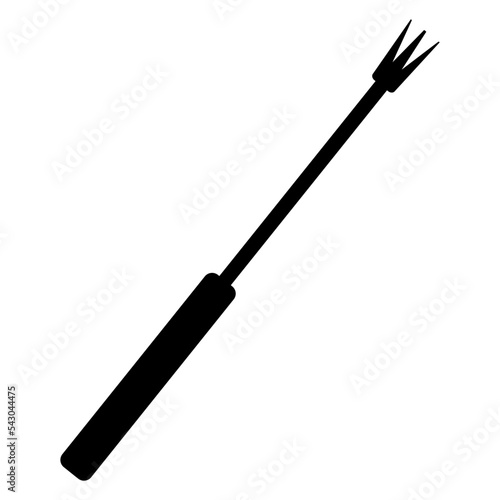 Fork used for traditional cheese fondue. Vector graphic.