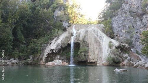 The breathtaking Turner Falls on a bright summer sunny day. Turner waterfall park, Oklahoma, USA,