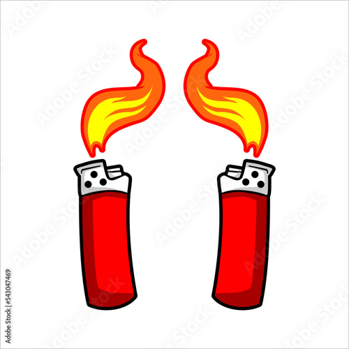 red lighter vector design. the fire also comes out which looks unique