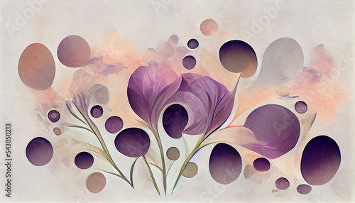 Naklejka na ścianę wzór kwiatowy jako abstrakcyjna ilustracja. Cyfrowe renderowanie 3D.