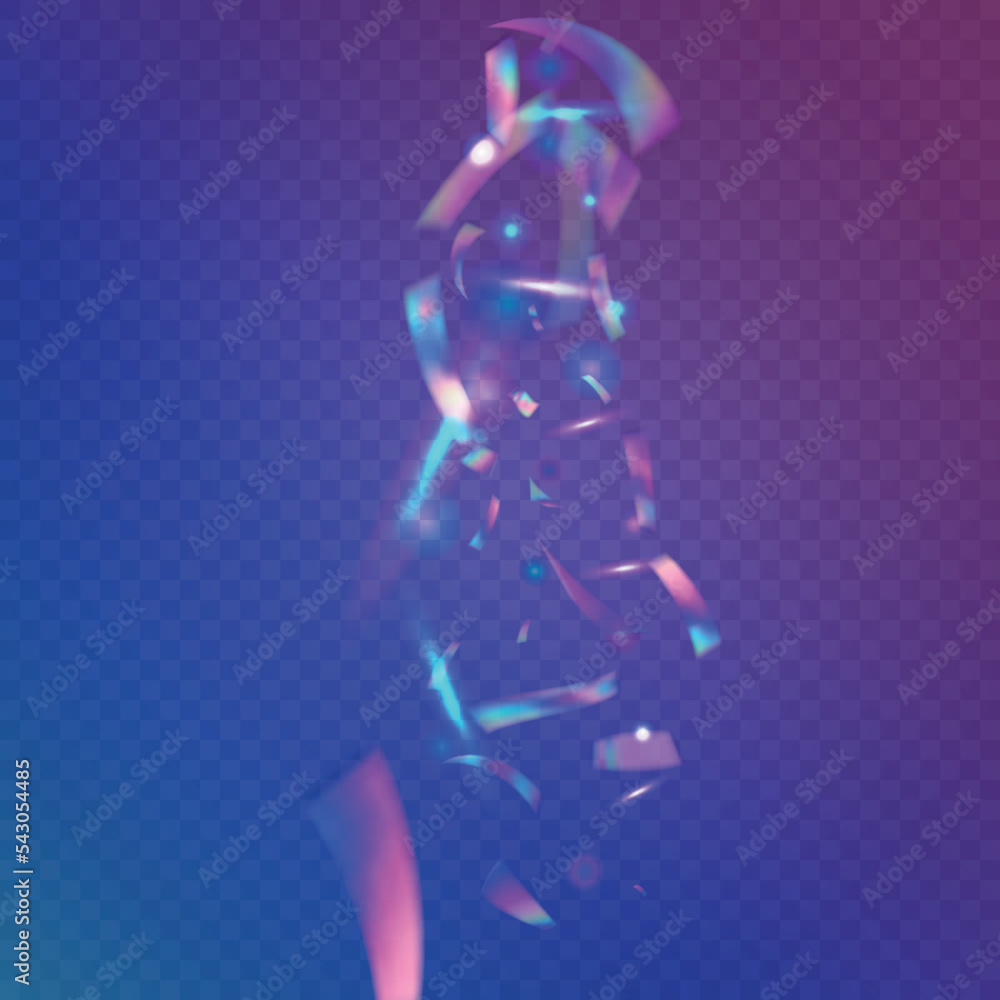 Obraz premium Light Glare. Violet Shiny Confetti. Carnival Tinsel. Digital Foil. Party Element. Neon Effect. Flying Art. Blur Vaporwave Backdrop. Pink Light Glare