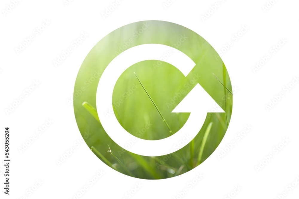 Circular symbol and green grass, ecology concept Circular symbol and green grass, ecology concept