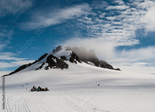 Snowmobile touring, antarctica  photo