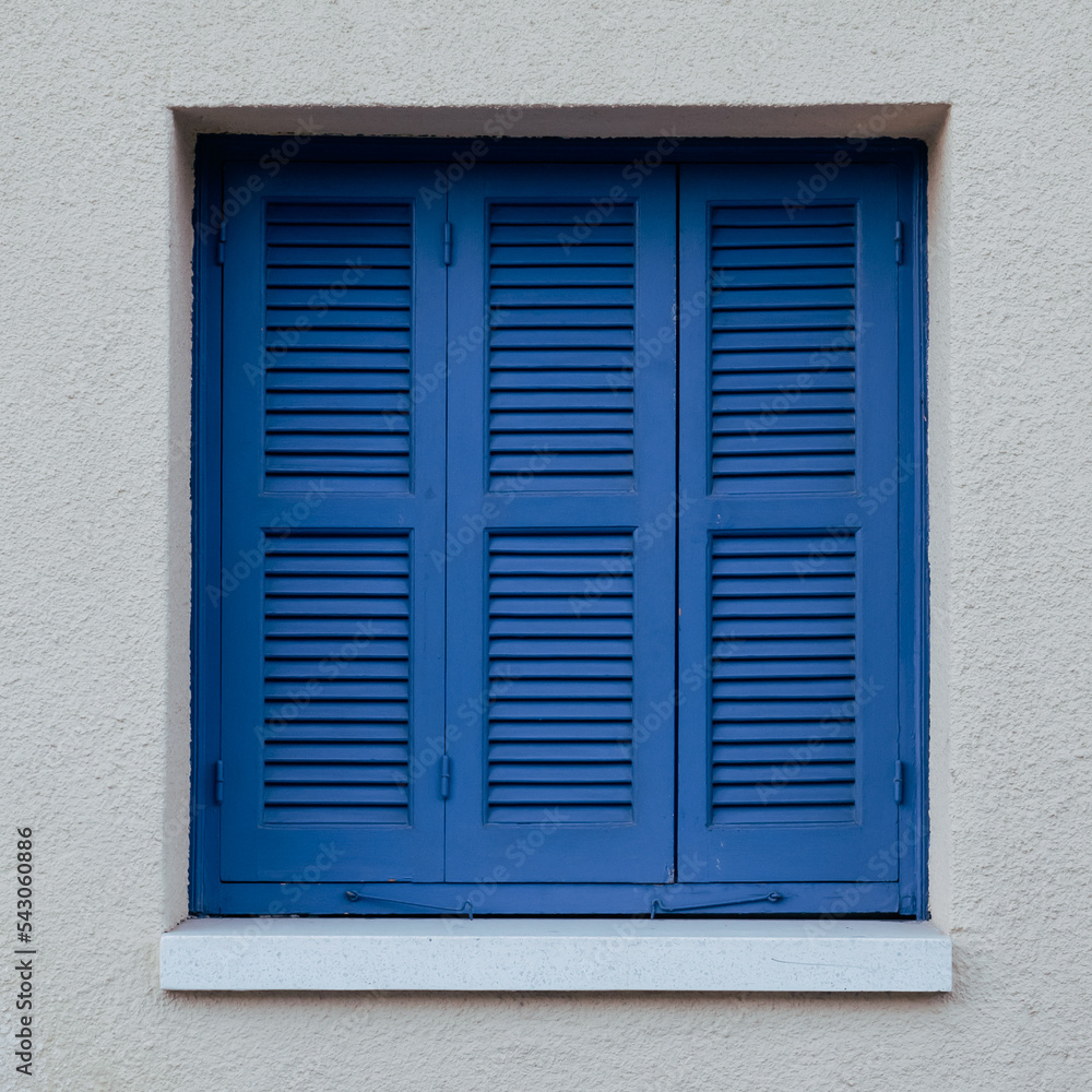 Traditional Cyprus Greek blue window shutter shut