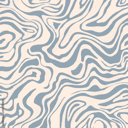 Wavy swirl vector seamless pattern Hand drawn 1970 vector illustration.