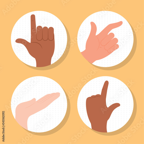 hand gestures icons set