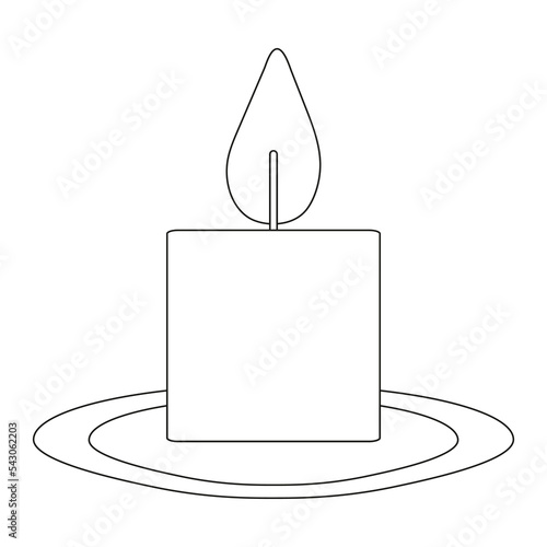 simple short black line candle on a plate