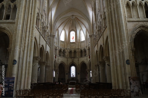 L'église collégiale Saint Quiriace, du 12eme siècle, vue de l'intérieur, ville de Provins, département de Seine et Marne, France © ERIC