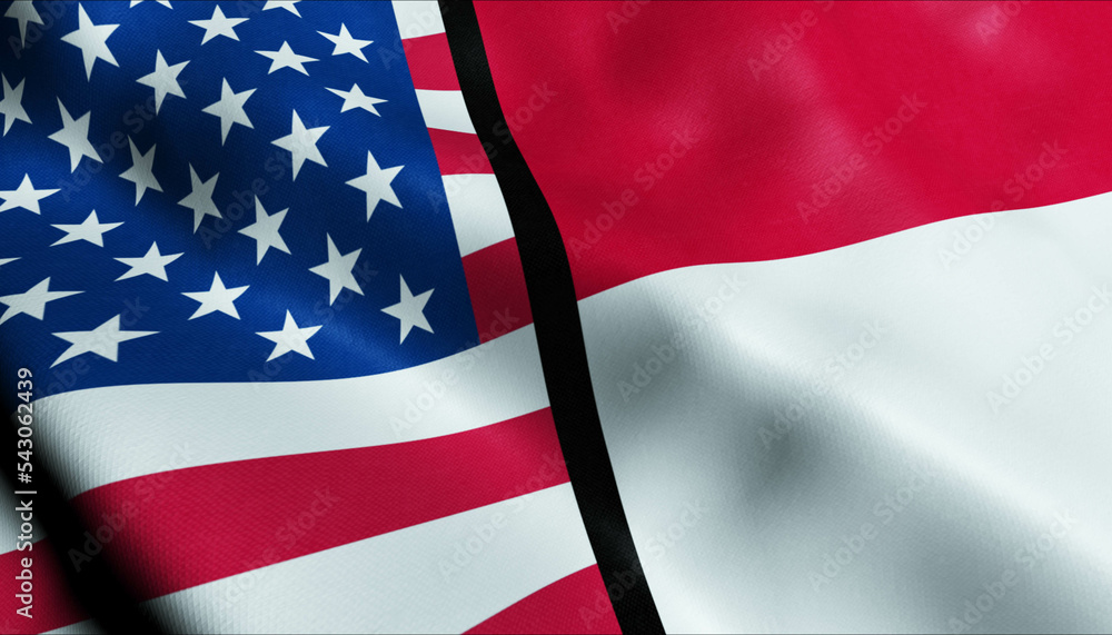 Monaco and USA Merged Flag Together A Concept of Realations