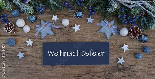 Fotografie Tafel mit dem Text Weihnachtsfeier