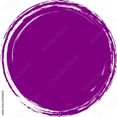 Purple brush circle. Round stamp vector isolated on background. Painted purple brush circle vector. For grunge badge, seal, ink and stamp design template. Round grunge hand drawn circle shape, vector