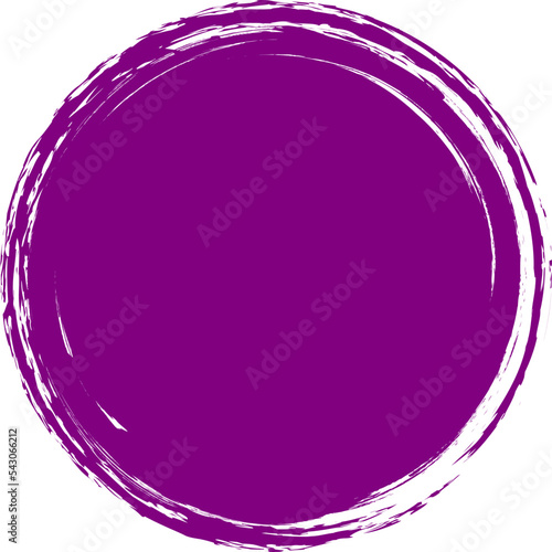 Purple brush circle. Round stamp vector isolated on background. Painted purple brush circle vector. For grunge badge, seal, ink and stamp design template. Round grunge hand drawn circle shape, vector
