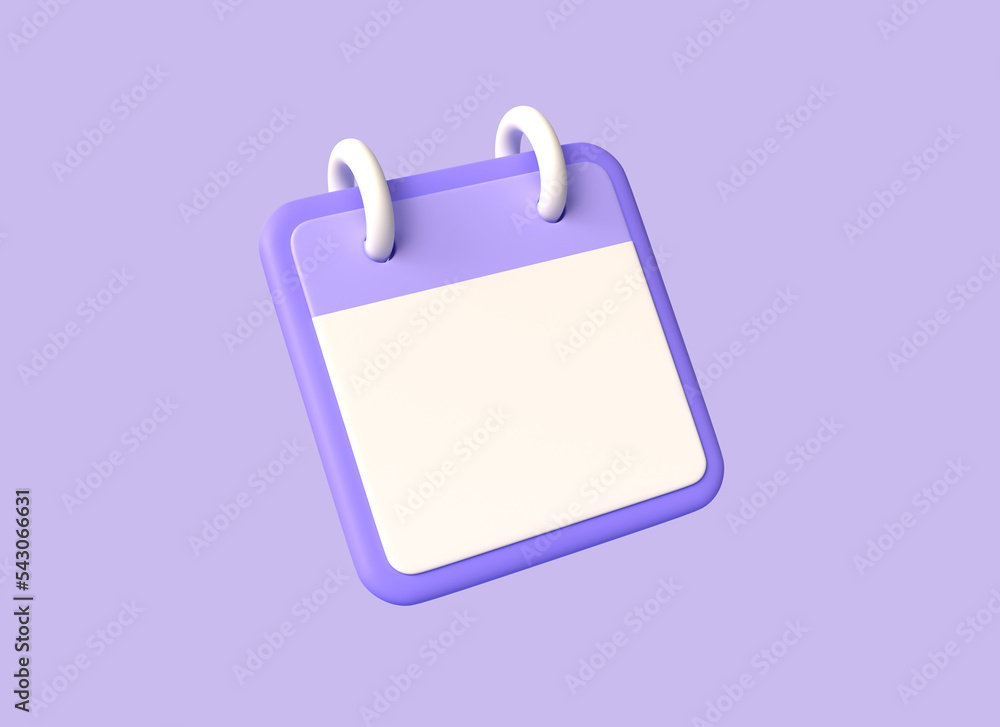 3d calendar in cartoon style. the concept of planning and reminders in the form of notifications of cases or meetings. illustration isolated on purple background. 3d rendering 3d calendar in cartoon style. the concept of planning and reminders in the form of notifications of cases or meetings. illustration isolated on purple background. 3d rendering