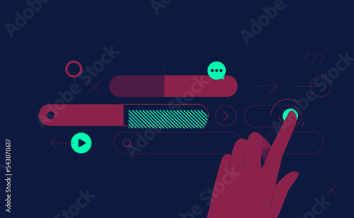 Vector hand over UI interface.