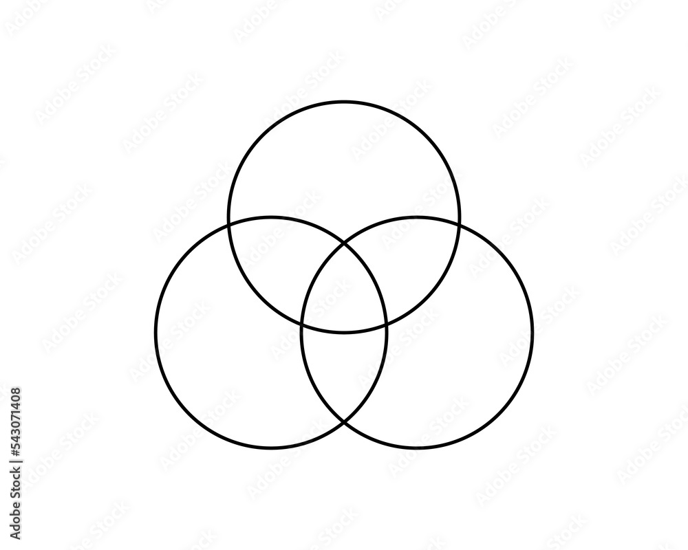 Venn diagram icon with 3 overlapped circles. Template for business chart, marketing presentation, analytics schema, infographic layout. Set theory sign Venn diagram icon with 3 overlapped circles. Template for business chart, marketing presentation, analytics schema, infographic layout. Set theory sign