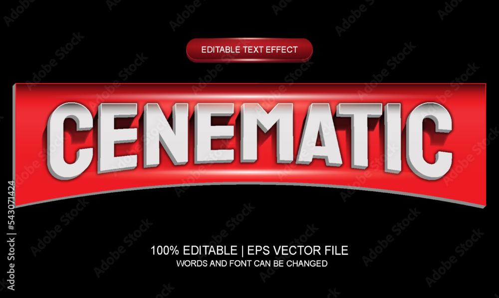 cinematic text effect template design in 3d style and red color for business brand and logo