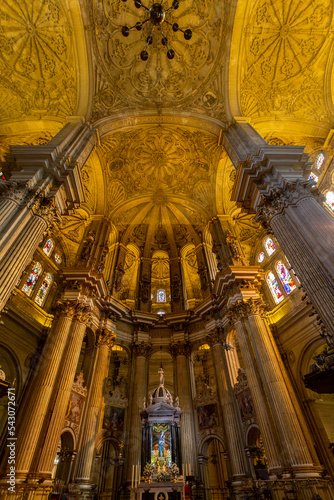 Interior of the Málaga Cathedral in Malaga, Spain