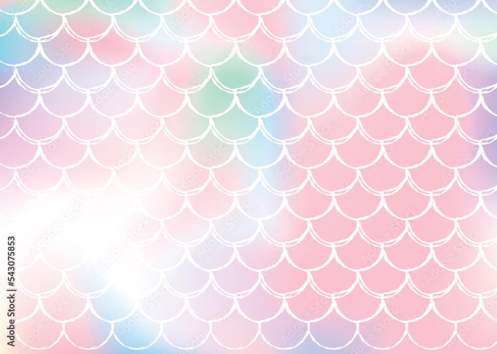 Mermaid scales background with holographic gradient.