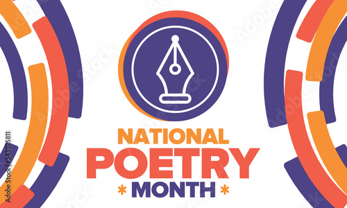 National Poetry Month in April. Poster with handwritten lettering. Poetry Festival in the United States and Canada. Literary events and celebration. Greeting card, invitation, banner or background