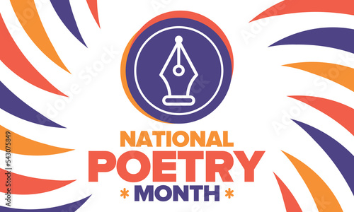 National Poetry Month in April. Poster with handwritten lettering. Poetry Festival in the United States and Canada. Literary events and celebration. Greeting card, invitation, banner or background