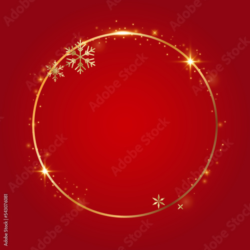 Golden shiny glowing blank Christmas frame