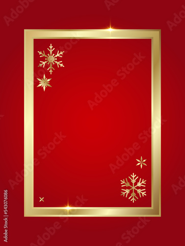 Golden shiny glowing blank Christmas frame