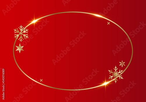 Golden shiny glowing blank Christmas frame