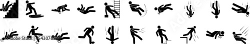 Fall down glyp icons collection vector illustration design
