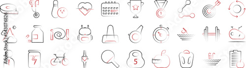 Fitness handdraw icons collection vector illustration design