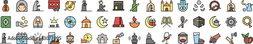 Fotografiet Ramadan icons collection vector illustration design
