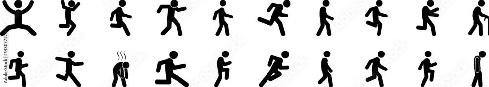 Walking running people icons collection vector illustration design Walking running people icons collection vector illustration design