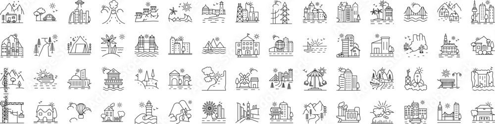Landscape icons collection vector illustration design