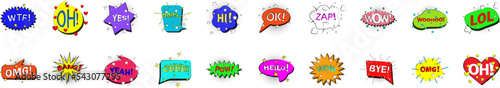 Pop art bubble icons collection vector illustration design