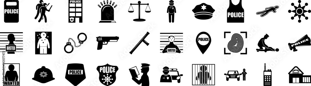 Police icons collection vector illustration design Police icons collection vector illustration design