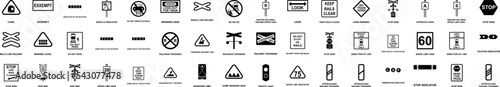 Railway warnings icons collection vector illustration design