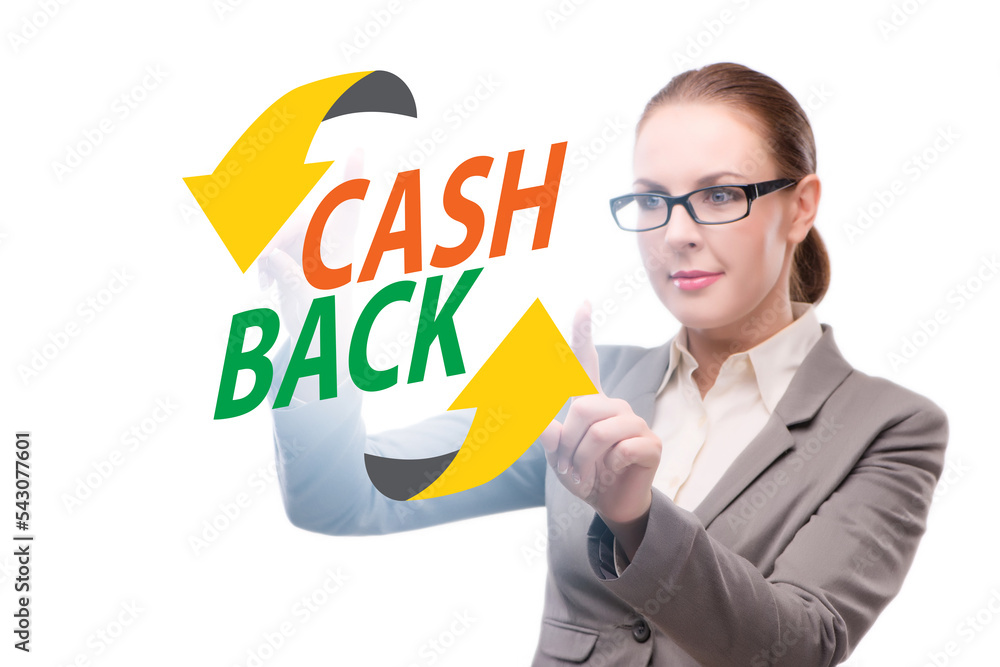 Businesswoman in the cash back concept Businesswoman in the cash back concept