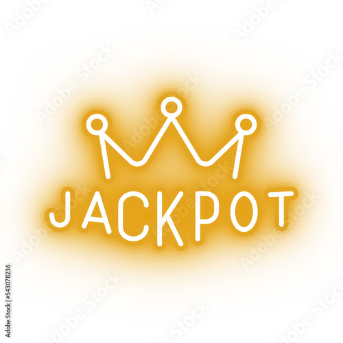 Canvas Print Neon yellow jackpot icon, jackpot crown on transparent background