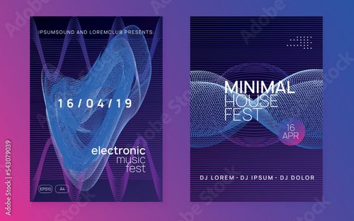 Gradient party flyer. Electro dance music. Electronic trance sound. Club dj poster. Techno event.