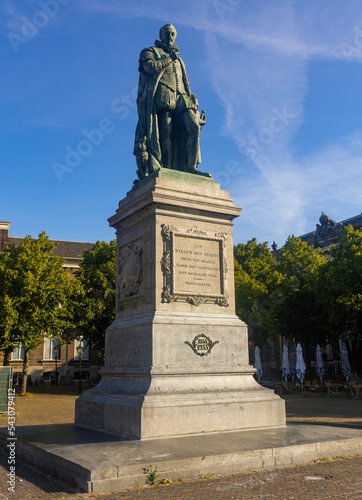 Bronze statue of Prince William of Orange, on historic Plein square, the Hague, Netherlands photo