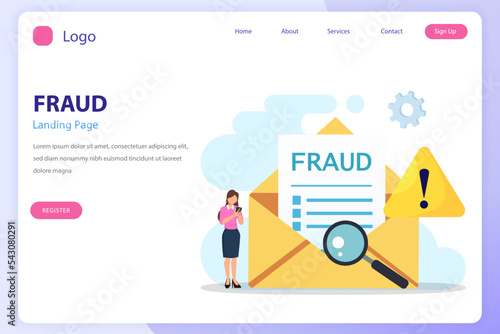 Vector concept of fraud alert, hacker attack and web security