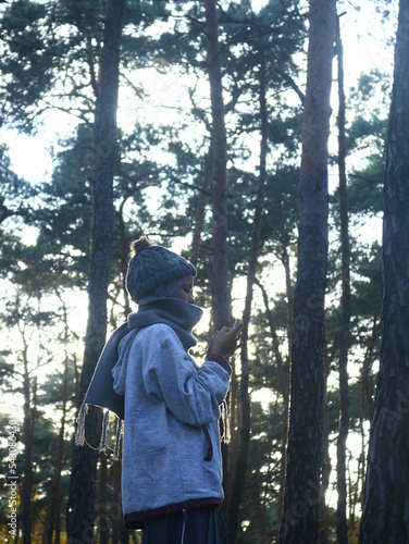 a woman is wandering alone in the forest 2