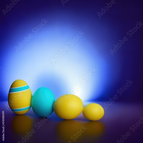 Painted Easter eggs on a dark blue background