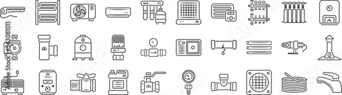 Plumbing and heating icons collection vector illustration design