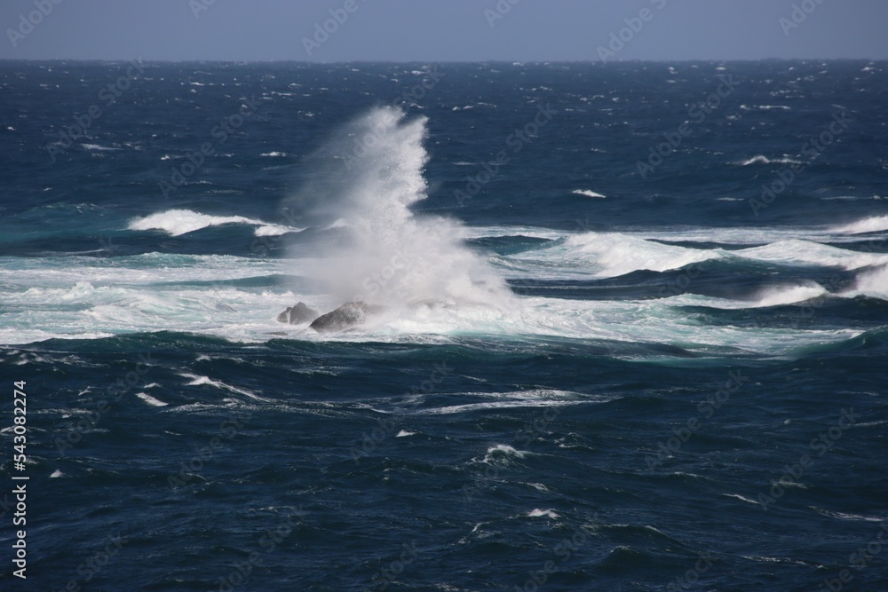 Breaking waves where the Indian Ocean meets the Southern Ocean, Cape Leeuwin, Western Australia.