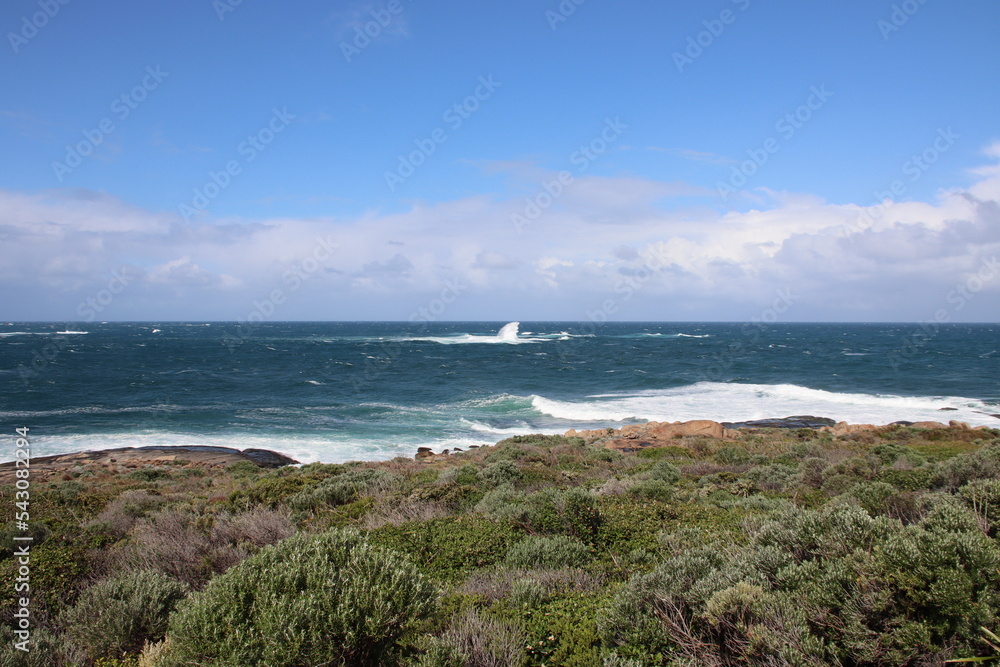 Waves breaking where the Indian Ocean meets the Southern Ocean, Cape Leeuwin, Western Australia.